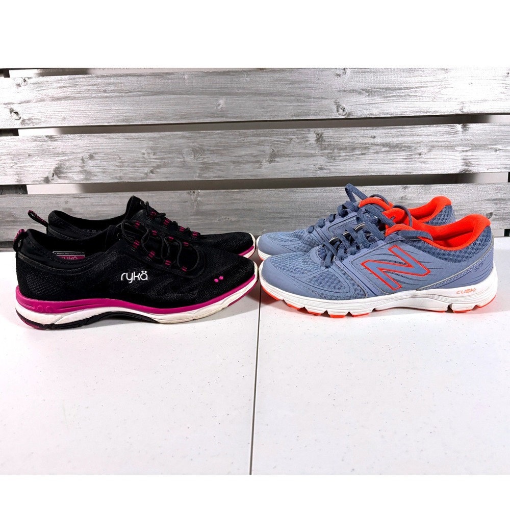 New Balance 575 v2 & Ryka Fierce Shoes Lot Womens 9.5 Blue Orange/ Black Pink